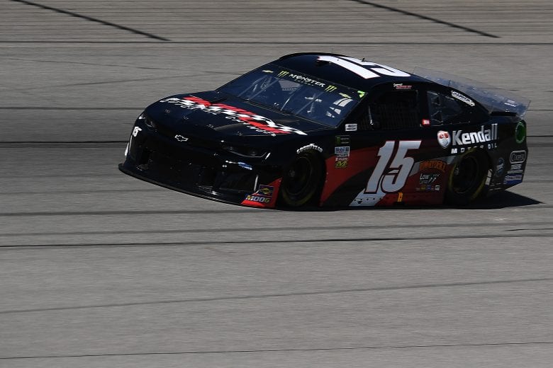 BROOKLYN, MICHIGAN - JUNE 07: Garrett Smithley, driver of the #15 Victory Lane Quick Oil Change Chevrolet, drives during practice for the Monster Energy NASCAR Cup Series FireKeepers Casino 400 at Michigan International Speedway on June 07, 2019 in Brooklyn, Michigan. (Photo by Stacy Revere/Getty Images) | Getty Images