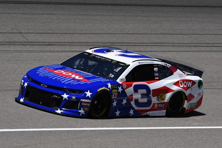 BROOKLYN, MICHIGAN - JUNE 07: Austin Dillon, driver of the #3 Dow Salutes Veterans Chevrolet, drives during practice for the Monster Energy NASCAR Cup Series FireKeepers Casino 400 at Michigan International Speedway on June 07, 2019 in Brooklyn, Michigan. (Photo by Stacy Revere/Getty Images) | Getty Images