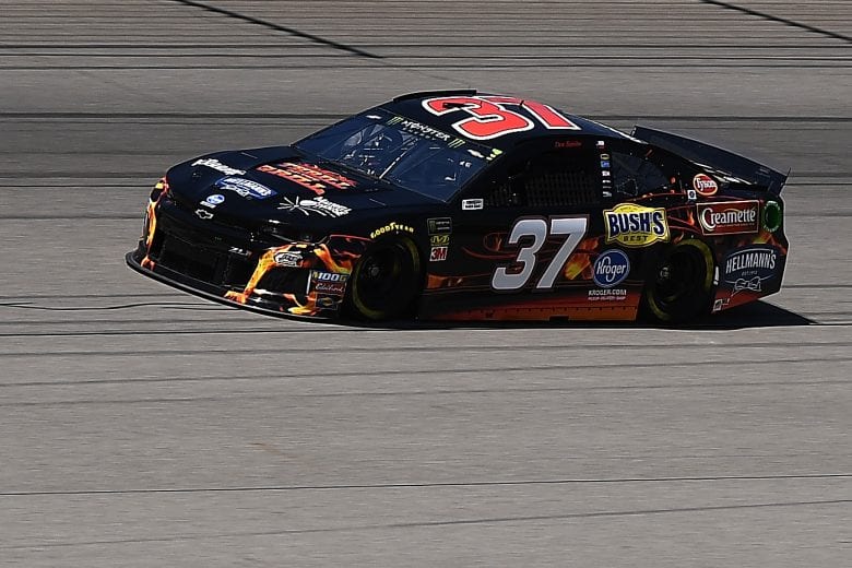BROOKLYN, MICHIGAN - JUNE 07: Chris Buescher, driver of the #37 Kroger Thrill of the Grill Chevrolet, drives during practice for the Monster Energy NASCAR Cup Series FireKeepers Casino 400 at Michigan International Speedway on June 07, 2019 in Brooklyn, Michigan. (Photo by Stacy Revere/Getty Images) | Getty Images
