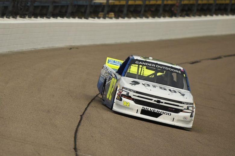 NEWTON, IOWA - JUNE 15: Tyler Dippel, driver of the #02 Jersey Filmmaker Chevrolet, drives during practice for the NASCAR Gander Outdoor Truck Series M&M's 200 at Iowa Speedway on June 15, 2019 in Newton, Iowa. (Photo by Stacy Revere/Getty Images) | Getty Images