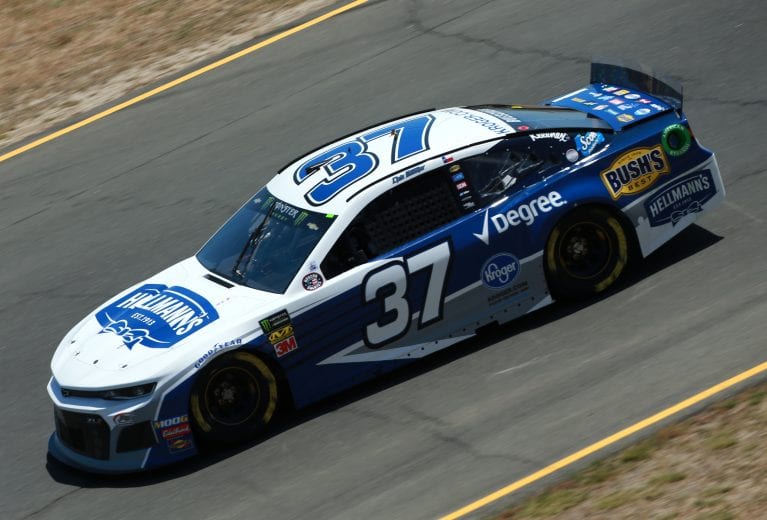 SONOMA, CALIFORNIA - JUNE 21: Chris Buescher, driver of the #37 Hellmann's Chevrolet, practices for the Monster Energy NASCAR Cup Series Toyota/Save Mart 350 at Sonoma Raceway on June 21, 2019 in Sonoma, California. (Photo by Sean Gardner/Getty Images) | Getty Images