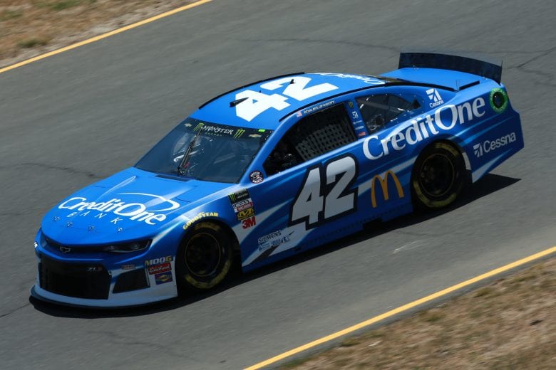 SONOMA, CALIFORNIA - JUNE 21: Kyle Larson, driver of the #42 Credit One Bank Chevrolet, practices for the Monster Energy NASCAR Cup Series Toyota/Save Mart 350 at Sonoma Raceway on June 21, 2019 in Sonoma, California. (Photo by Sean Gardner/Getty Images) | Getty Images