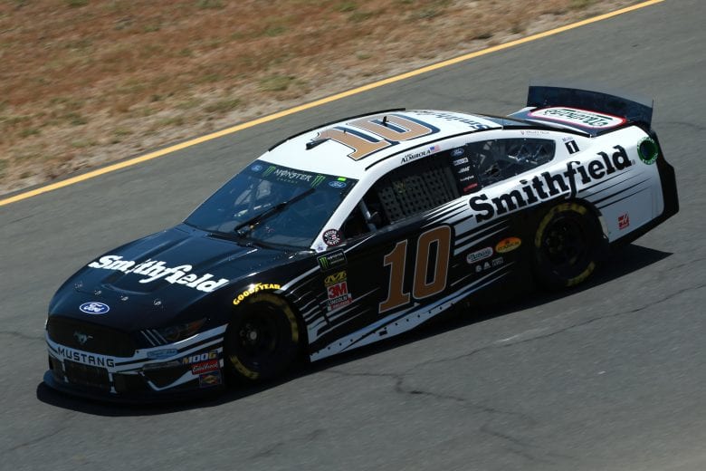 SONOMA, CALIFORNIA - JUNE 21: Aric Almirola, driver of the #10 Smithfield Ford, practices for the Monster Energy NASCAR Cup Series Toyota/Save Mart 350 at Sonoma Raceway on June 21, 2019 in Sonoma, California. (Photo by Sean Gardner/Getty Images) | Getty Images