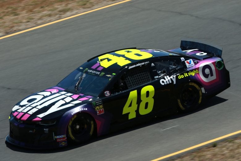 SONOMA, CALIFORNIA - JUNE 21: Jimmie Johnson, driver of the #48 Ally Chevrolet, practices for the Monster Energy NASCAR Cup Series Toyota/Save Mart 350 at Sonoma Raceway on June 21, 2019 in Sonoma, California. (Photo by Sean Gardner/Getty Images) | Getty Images