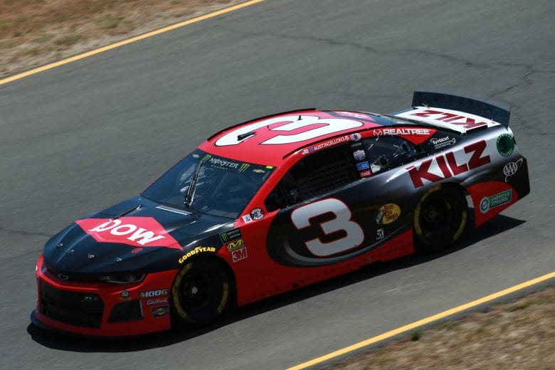 SONOMA, CALIFORNIA - JUNE 21: Austin Dillon, driver of the #3 Dow Coatings Chevrolet, practices for the Monster Energy NASCAR Cup Series Toyota/Save Mart 350 at Sonoma Raceway on June 21, 2019 in Sonoma, California. (Photo by Sean Gardner/Getty Images) | Getty Images