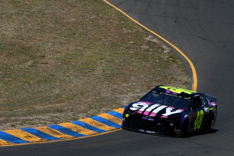 Jimmie Johnson's No. 48 Chevrolet finds the racing line at Sonoma Raceway.