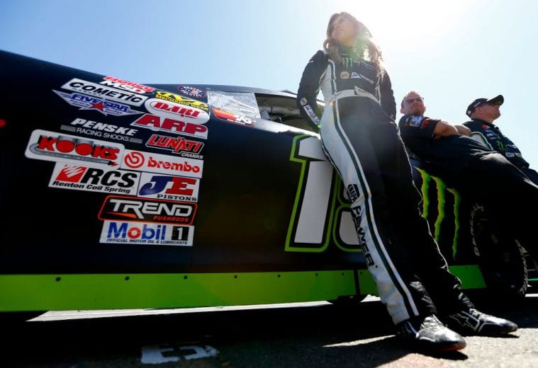SONOMA, CALIFORNIA - JUNE 22: Hailie Deegan, driver of the #19 NAPA Power Premium Plus/Monster Toyota, stands on the grid during qualifying for the K&N Pro Series West Procore 200 at Sonoma Raceway on June 22, 2019 in Sonoma, California. (Photo by Jonathan Ferrey/Getty Images) | Getty Images