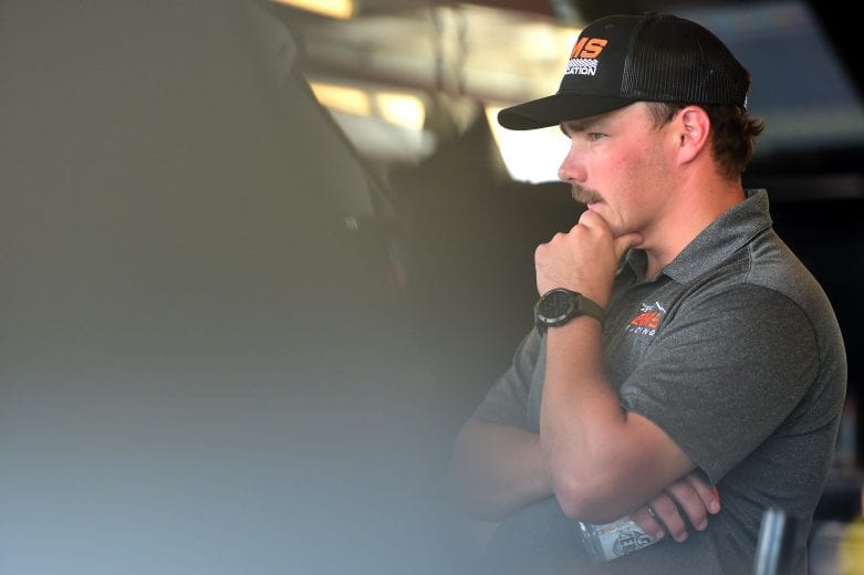 JOLIET, ILLINOIS - JUNE 27: Brett Moffitt, driver of the #24 GMS Chevrolet, looks on during practice for the NASCAR Gander Outdoors Truck Series Camping World 225 at Chicagoland Speedway on June 27, 2019 in Joliet, Illinois. (Photo by Jared C. Tilton/Getty Images) | Getty Images