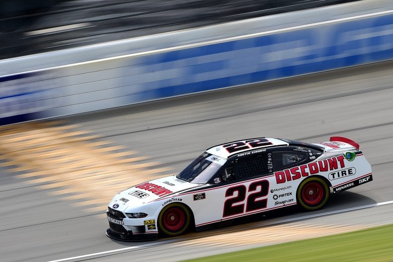 JOLIET, ILLINOIS - JUNE 28: Austin Cindric, driver of the #22 Discount Tire Ford, practices for the NASCAR Xfinity Series Camping World 300 at Chicagoland Speedway on June 28, 2019 in Joliet, Illinois. (Photo by Jared C. Tilton/Getty Images) | Getty Images