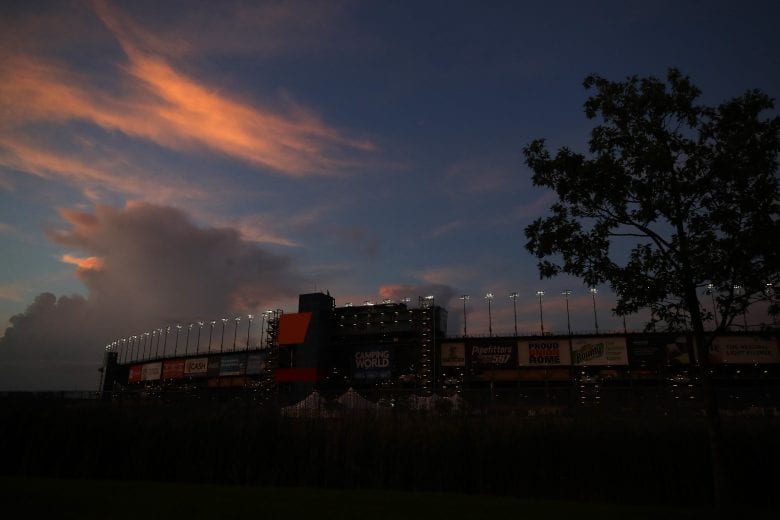 JOLIET, ILLINOIS - JUNE 28: The sun sets during the NASCAR Gander Outdoors Truck Series Camping World 225 at Chicagoland Speedway on June 28, 2019 in Joliet, Illinois. (Photo by Jonathan Daniel/Getty Images) | Getty Images