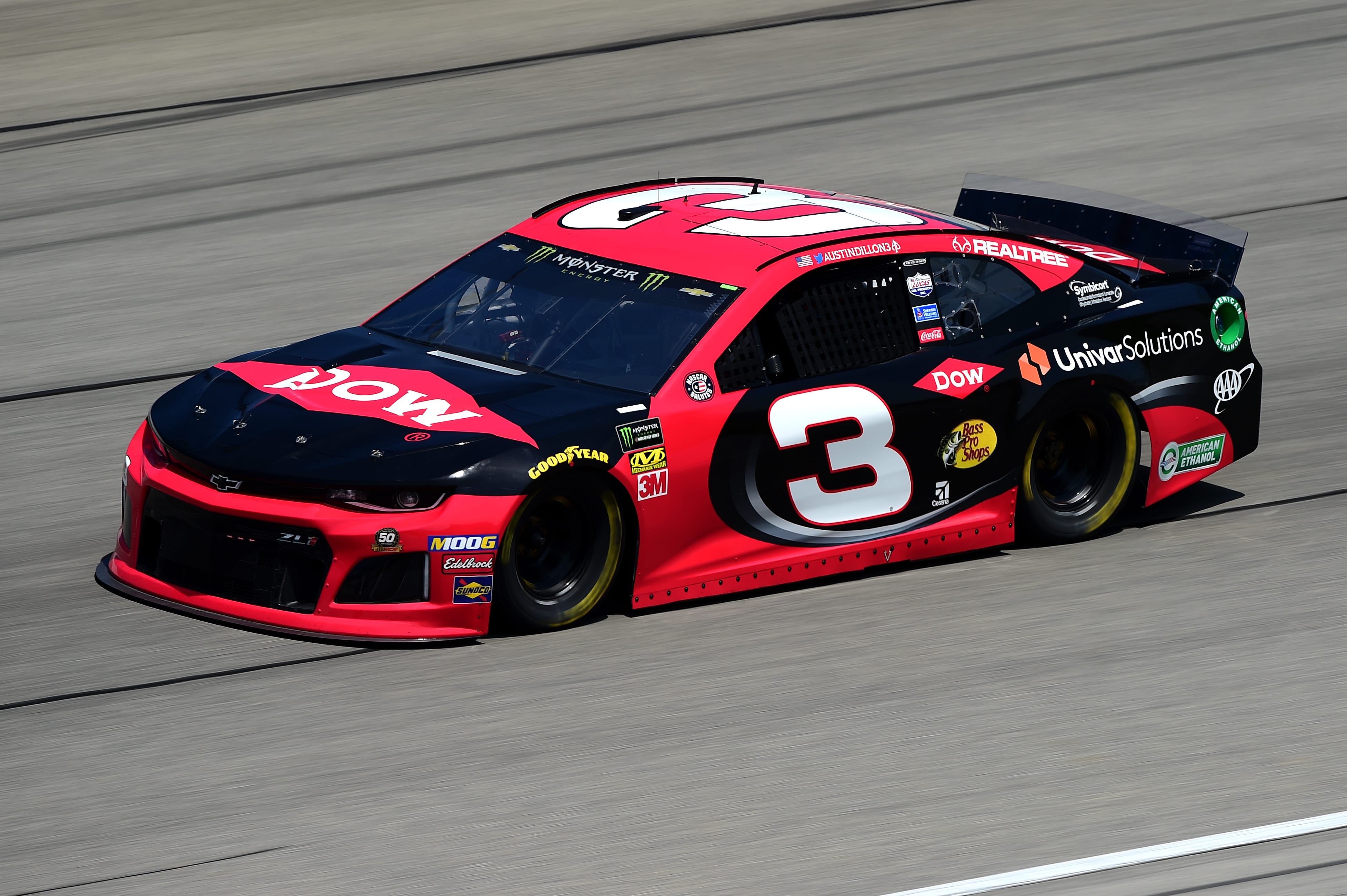 JOLIET, ILLINOIS - JUNE 29: Austin Dillon, driver of the #3 Dow Univar Solutions Chevrolet, practices for the Monster Energy NASCAR Cup Series Camping World 400 at Chicagoland Speedway on June 29, 2019 in Joliet, Illinois. (Photo by Jared C. Tilton/Getty Images) | Getty Images