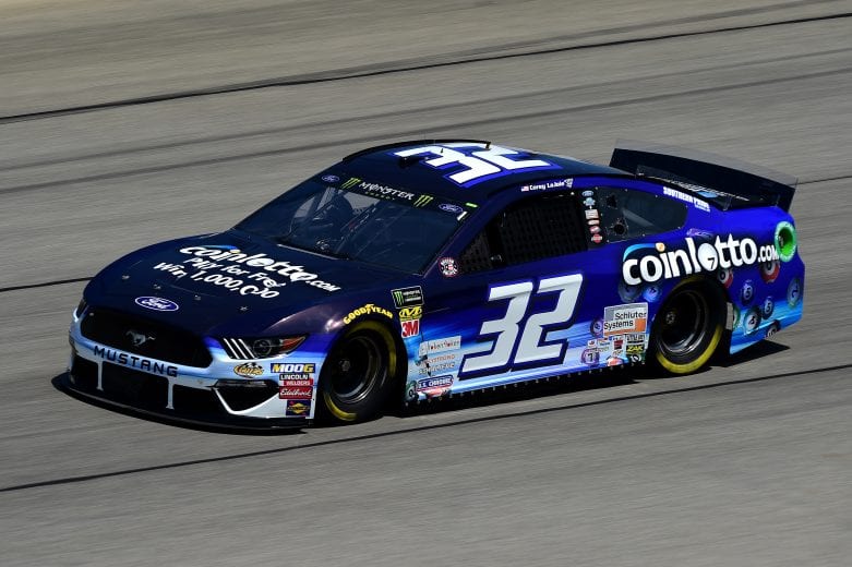 JOLIET, ILLINOIS - JUNE 29: Corey LaJoie, driver of the #32 Coin Lotto Ford, practices for the Monster Energy NASCAR Cup Series Camping World 400 at Chicagoland Speedway on June 29, 2019 in Joliet, Illinois. (Photo by Jared C. Tilton/Getty Images) | Getty Images