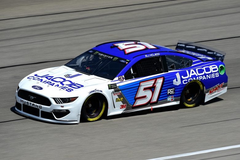JOLIET, ILLINOIS - JUNE 29: BJ McLeod, driver of the #51 Jacob Companies Ford, practices for the Monster Energy NASCAR Cup Series Camping World 400 at Chicagoland Speedway on June 29, 2019 in Joliet, Illinois. (Photo by Jared C. Tilton/Getty Images) | Getty Images