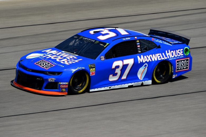 JOLIET, ILLINOIS - JUNE 29: Chris Buescher, driver of the #37 Maxwell House - USO Chevrolet, practices for the Monster Energy NASCAR Cup Series Camping World 400 at Chicagoland Speedway on June 29, 2019 in Joliet, Illinois. (Photo by Jared C. Tilton/Getty Images) | Getty Images