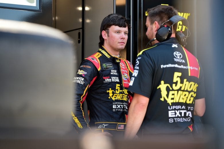 SONOMA, CA - JUNE 23:  Erik Jones, driver of the #77 5-hour Energy Extra Strength Toyota, talks to his crew chief Chris Gayle after an on-track incident during practice for the Monster Energy NASCAR Cup Series Toyota/Save Mart 350 at Sonoma Raceway on June 23, 2017 in Sonoma, California.  (Photo by Jared C. Tilton/Getty Images) | Getty Images