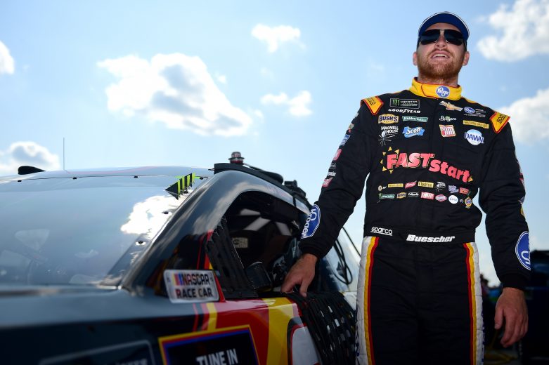 LONG POND, PENNSYLVANIA - JULY 27: Chris Buescher, driver of the #37 Kroger Fast Start Chevrolet, stands on the grid during qualifying for the Monster Energy NASCAR Cup Series Gander RV 400 at Pocono Raceway on July 27, 2019 in Long Pond, Pennsylvania. (Photo by Jared C. Tilton/Getty Images) | Getty Images
