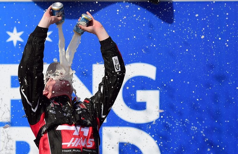 JOLIET, ILLINOIS - JUNE 29: Cole Custer, driver of the #00 Haas Automation Ford, celebrates in Victory Lane after winning the NASCAR Xfinity Series Camping World 300 at Chicagoland Speedway on June 29, 2019 in Joliet, Illinois. (Photo by Jared C. Tilton/Getty Images) | Getty Images