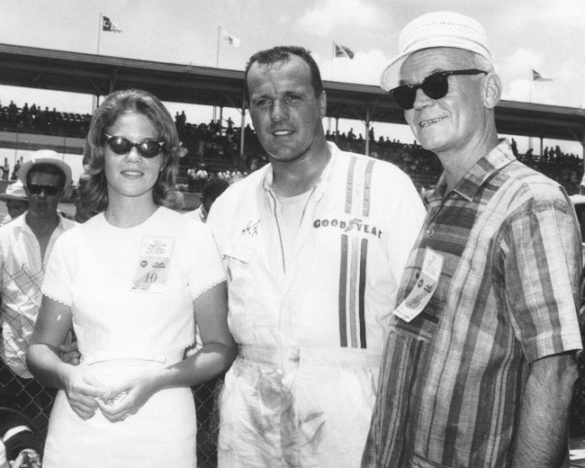 DAYTONA BEACH, FL - JULY 4, 1964:  A.J. Foyt (C) beat Bobby Isaac in the Firecracker 400. Both drove Dodges prepared by Ray Nichels. They traded the lead 16 times in the final 56 laps.  (Photo by ISC Archives via Getty Images)