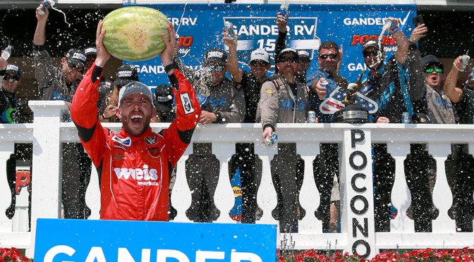 Featured image for Ross Chastain earns third Gander Trucks victory at Pocono