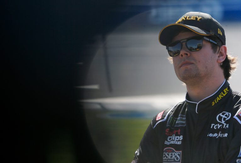 TALLADEGA, AL - APRIL 27:  Erik Jones, driver of the #20 STANLEY Toyota, stands on the grid during qualifying for the Monster Energy NASCAR Cup Series GEICO 500 at Talladega Superspeedway on April 27, 2019 in Talladega, Alabama.  (Photo by Brian Lawdermilk/Getty Images) | Getty Images