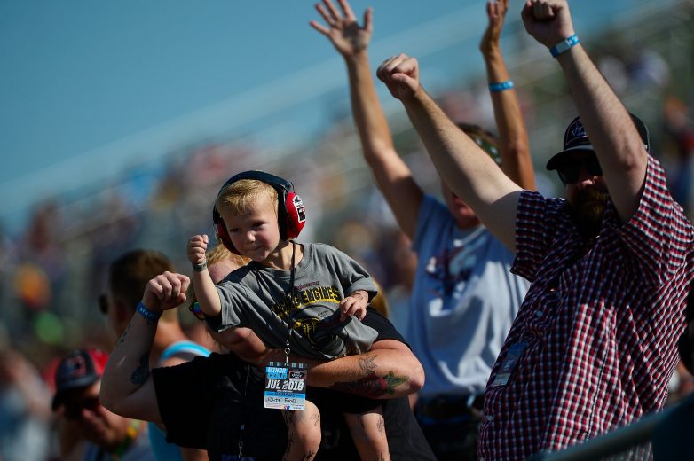 NEWTON, IA - JULY 27: Fans cheer on the field during the NASCAR Xfinity Series U.S. Cellular 250 at Iowa Speedway on July 27, 2019 in Newton, Iowa. (Photo by Jeff Curry/Getty Images) | Getty Images