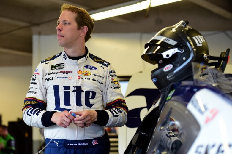 DAYTONA BEACH, FLORIDA - JULY 04: Brad Keselowski, driver of the #2 Miller Lite Ford, stands in the garage area during practice for the Monster Energy NASCAR Cup Series Coke Zero Sugar 400 at Daytona International Speedway on July 04, 2019 in Daytona Beach, Florida. (Photo by Jared C. Tilton/Getty Images) | Getty Images