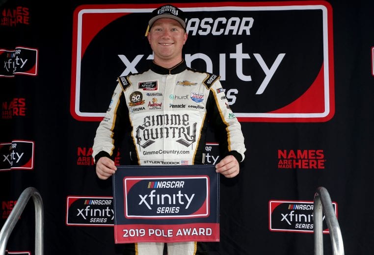 DAYTONA BEACH, FLORIDA - JULY 05: Tyler Reddick, driver of the #2 Gimme Country Chevrolet, celebrates with the pole award qualifying for the NASCAR Xfinity Series Circle K Firecracker 250 Powered by Coca-Cola at Daytona International Speedway on July 05, 2019 in Daytona Beach, Florida. (Photo by Brian Lawdermilk/Getty Images) | Getty Images