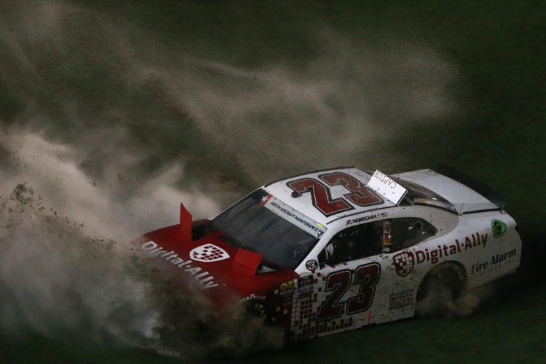 DAYTONA BEACH, FLORIDA - JULY 05: John Hunter Nemechek, driver of the #23 Digital Ally Chevrolet, is involved in an on-track incident during the NASCAR Xfinity Series Circle K Firecracker 250 Powered by Coca-Cola at Daytona International Speedway on July 05, 2019 in Daytona Beach, Florida. (Photo by Sean Gardner/Getty Images) | Getty Images