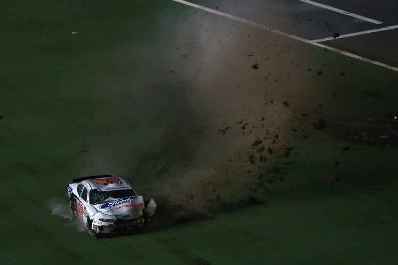 DAYTONA BEACH, FLORIDA - JULY 05: Chase Briscoe, driver of the #98 Ford Performance Ford, is involved in an on-track incident during the NASCAR Xfinity Series Circle K Firecracker 250 Powered by Coca-Cola at Daytona International Speedway on July 05, 2019 in Daytona Beach, Florida. (Photo by Sean Gardner/Getty Images) | Getty Images