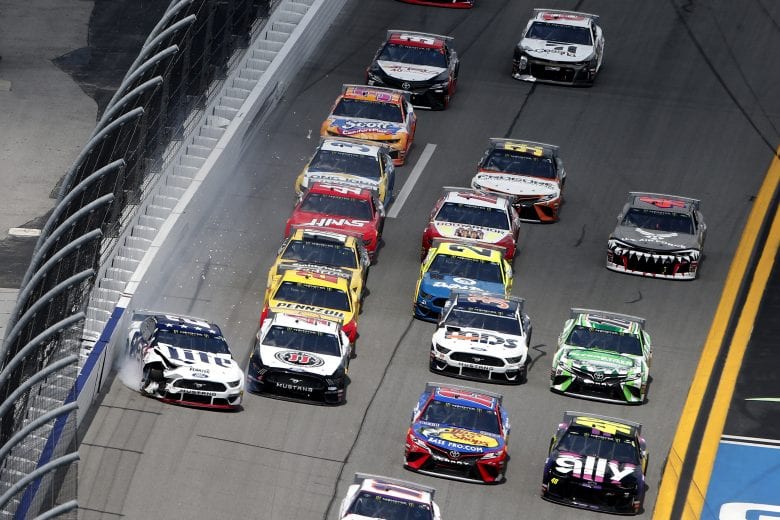 DAYTONA BEACH, FLORIDA - JULY 07: Brad Keselowski, driver of the #2 Miller Lite Ford, is involved in an on-track incident during the Monster Energy NASCAR Cup Series Coke Zero Sugar 400 at Daytona International Speedway on July 07, 2019 in Daytona Beach, Florida. (Photo by Brian Lawdermilk/Getty Images) | Getty Images