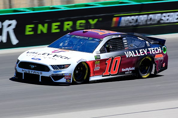 SPARTA, KENTUCKY - JULY 12: Aric Almirola, driver of the #10 Valley Tech Learning Ford, practices for the Monster Energy NASCAR Cup Series Quaker State 400 Presented by Walmart at Kentucky Speedway on July 12, 2019 in Sparta, Kentucky. (Photo by Daniel Shirey/Getty Images)