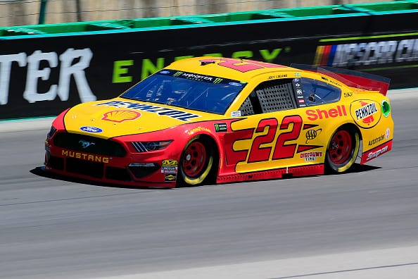 SPARTA, KENTUCKY - JULY 12: Joey Logano, driver of the #22 Shell Pennzoil Ford, practices for the Monster Energy NASCAR Cup Series Quaker State 400 Presented by Walmart at Kentucky Speedway on July 12, 2019 in Sparta, Kentucky. (Photo by Daniel Shirey/Getty Images)