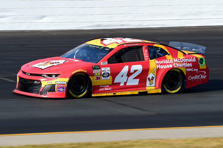 LOUDON, NEW HAMPSHIRE - JULY 19: Kyle Larson, driver of the #42 McDonald's Chevrolet, qualifies for the Monster Energy NASCAR Cup Series Foxwoods Resort Casino 301 at New Hampshire Motor Speedway on July 19, 2019 in Loudon, New Hampshire. (Photo by Jared C. Tilton/Getty Images) | Getty Images