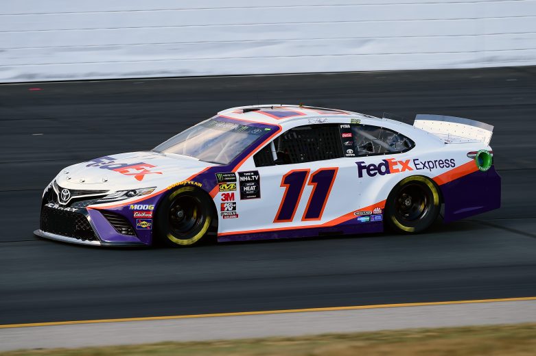 LOUDON, NEW HAMPSHIRE - JULY 19: Denny Hamlin, driver of the #11 FedEx Express Toyota, qualifies for the Monster Energy NASCAR Cup Series Foxwoods Resort Casino 301 at New Hampshire Motor Speedway on July 19, 2019 in Loudon, New Hampshire. (Photo by Jared C. Tilton/Getty Images) | Getty Images