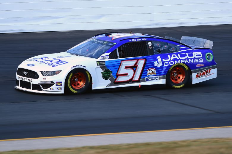 LOUDON, NEW HAMPSHIRE - JULY 19: Andy Seuss, driver of the #51 JACOB COMPANIES Ford, qualifies for the Monster Energy NASCAR Cup Series Foxwoods Resort Casino 301 at New Hampshire Motor Speedway on July 19, 2019 in Loudon, New Hampshire. (Photo by Jared C. Tilton/Getty Images) | Getty Images