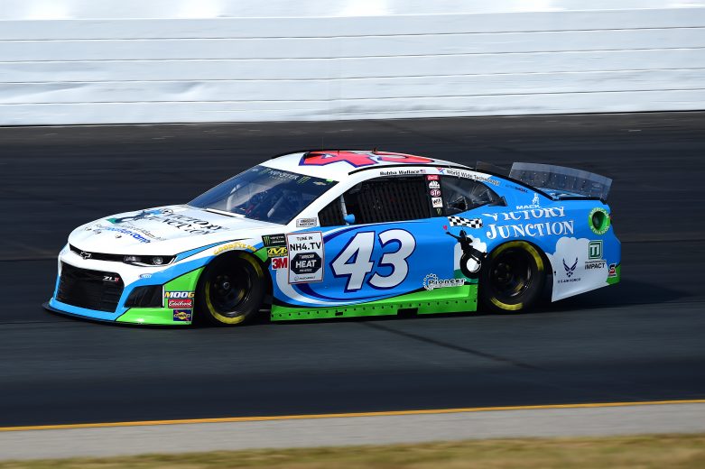 LOUDON, NEW HAMPSHIRE - JULY 19: Bubba Wallace, driver of the #43 Victory Junction Chevrolet, qualifies for the Monster Energy NASCAR Cup Series Foxwoods Resort Casino 301 at New Hampshire Motor Speedway on July 19, 2019 in Loudon, New Hampshire. (Photo by Jared C. Tilton/Getty Images) | Getty Images