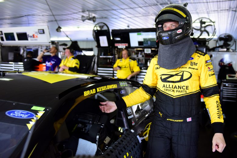 LONG POND, PENNSYLVANIA - JULY 27: Brad Keselowski, driver of the #2 Alliance Truck Parts Ford, stands in the garage area during practice for the Monster Energy NASCAR Cup Series Gander RV 400 at Pocono Raceway on July 27, 2019 in Long Pond, Pennsylvania. (Photo by Jared C. Tilton/Getty Images) | Getty Images