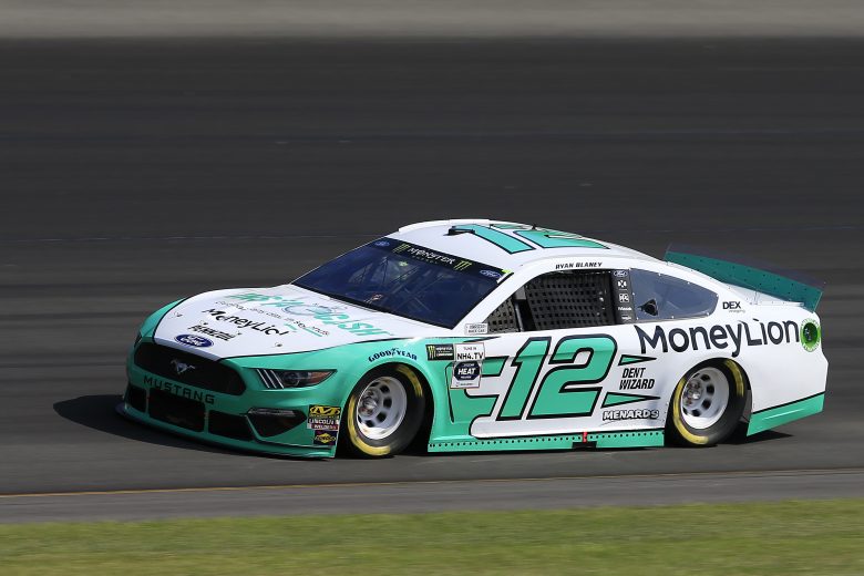 LONG POND, PENNSYLVANIA - JULY 27: Ryan Blaney, driver of the #12 MoneyLion Ford, qualifies for the Monster Energy NASCAR Cup Series Gander RV 400 at Pocono Raceway on July 27, 2019 in Long Pond, Pennsylvania. (Photo by Chris Trotman/Getty Images) | Getty Images