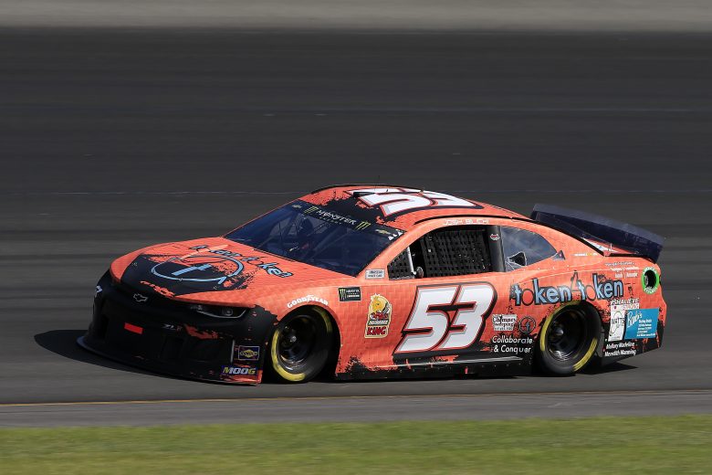 LONG POND, PENNSYLVANIA - JULY 27: Josh Bilicki, driver of the #53 Token 4 Token Chevrolet, qualifies for the Monster Energy NASCAR Cup Series Gander RV 400 at Pocono Raceway on July 27, 2019 in Long Pond, Pennsylvania. (Photo by Chris Trotman/Getty Images) | Getty Images