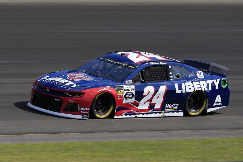 LONG POND, PENNSYLVANIA - JULY 27: William Byron, driver of the #24 Liberty University Chevrolet, qualifies for the Monster Energy NASCAR Cup Series Gander RV 400 at Pocono Raceway on July 27, 2019 in Long Pond, Pennsylvania. (Photo by Chris Trotman/Getty Images) | Getty Images