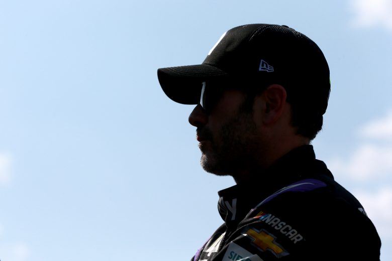 LONG POND, PENNSYLVANIA - JULY 27: Jimmie Johnson, driver of the #48 Ally Chevrolet, stands on pit road during qualifying for the Monster Energy NASCAR Cup Series Gander RV 400 at Pocono Raceway on July 27, 2019 in Long Pond, Pennsylvania. (Photo by Sean Gardner/Getty Images) | Getty Images