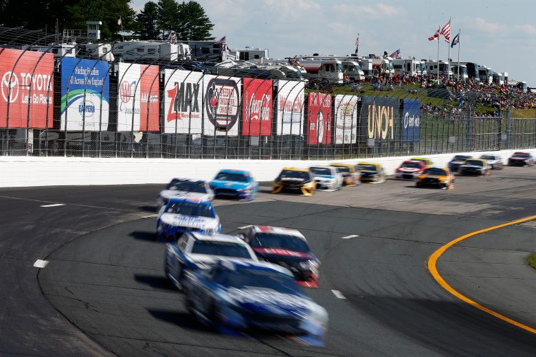 LOUDON, NH - JULY 16:  A general view of cars racing during the Monster Energy NASCAR Cup Series Overton's 301 at New Hampshire Motor Speedway on July 16, 2017 in Loudon, New Hampshire.  (Photo by Sean Gardner/Getty Images) | Getty Images