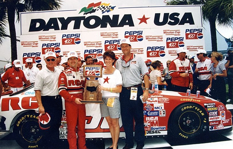 DAYTONA BEACH, FL - JULY 5, 1997:  John Andretti, driving Cale Yarborough?s No. 98 Ford, became the last driver to win the Pepsi 400 at Daytona in the daytime. It was Yarborough?s first and only NASCAR Cup Series victory as a car owner.  (Photo by ISC Archives via Getty Images)