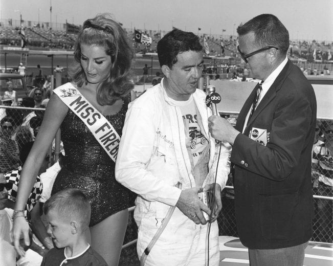 DAYTONA BEACH, FL - JULY 4, 1966:  Sam McQuagg got his first NASCAR Cup Series win here, sporting a rear deck spoiler on the Nichels Engineering Dodge Charger, an innovative first on the superspeedways.  (Photo by ISC Archives via Getty Images)