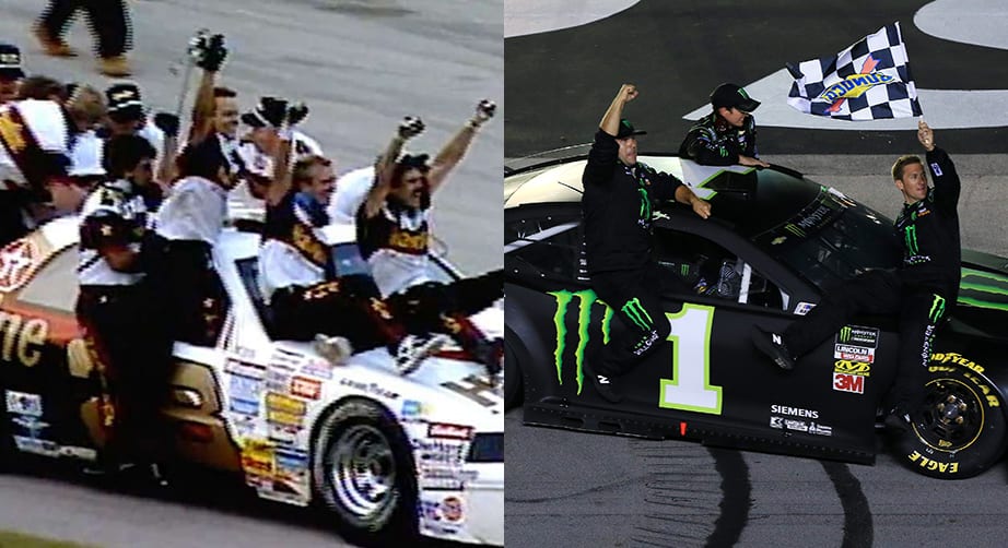 SPARTA, KENTUCKY - JULY 13: Kurt Busch, driver of the #1 Monster Energy Chevrolet, celebrates with his crew members after winning the Monster Energy NASCAR Cup Series Quaker State 400 Presented by Walmart at Kentucky Speedway on July 13, 2019 in Sparta, Kentucky. (Photo by Daniel Shirey/Getty Images)