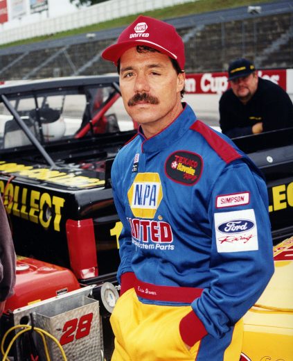 UNKNOWN — 1995:  Ernie Irvan made his comeback from injuries suffered the year before in a NASCAR Cup practice crash by entering three races on the new NASCAR Truck Series circuit in his own NAPA-sponsored Ford F-150.  After a 30th place finish in his debut at the North Wilkesboro (NC) Speedway, Irvan finished third in the race at Mesa Marin Speedway in Bakersfield, CA, and second in the event held at the Phoenix (AZ) International Raceway.  (Photo by ISC Images & Archives via Getty Images)