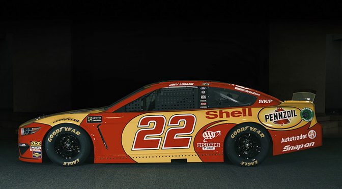 Featured Image for Brittany Logano wears the fire suit in revealing No. 22 Ford for Darlington