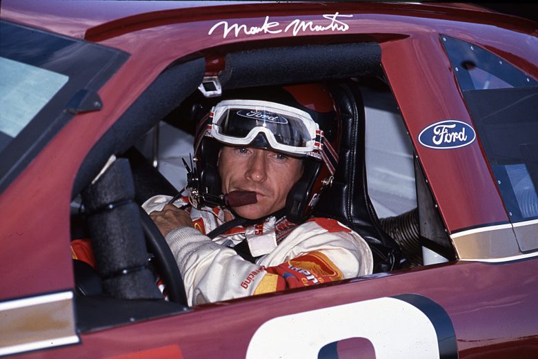 1990: Driving Folgers Coffee-sponsored Fords for Roush Racing, Mark Martin won NASCAR Cup events at the Richmond (VA) International Raceway, Michigan International Speedway in Brooklyn, MI, and at the North Wilkesboro (NC) Speedway on his way to finishing second in Cup points. (Photo by ISC Images & Archives via Getty Images)