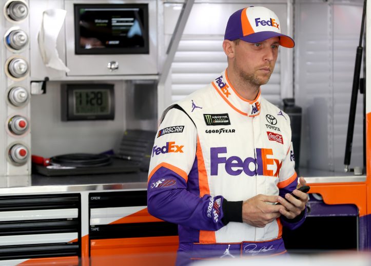 CHARLOTTE, NC - MAY 17:  Denny Hamlin, driver of the #11 FedEx Freight Toyota, watches on in the garage area during practice for the Monster Energy NASCAR Cup Series All-Star Race and the Monster Energy NASCAR Cup Series Open Race at Charlotte Motor Speedway on May 17, 2019 in Charlotte, North Carolina.  (Photo by Streeter Lecka/Getty Images) | Getty Images