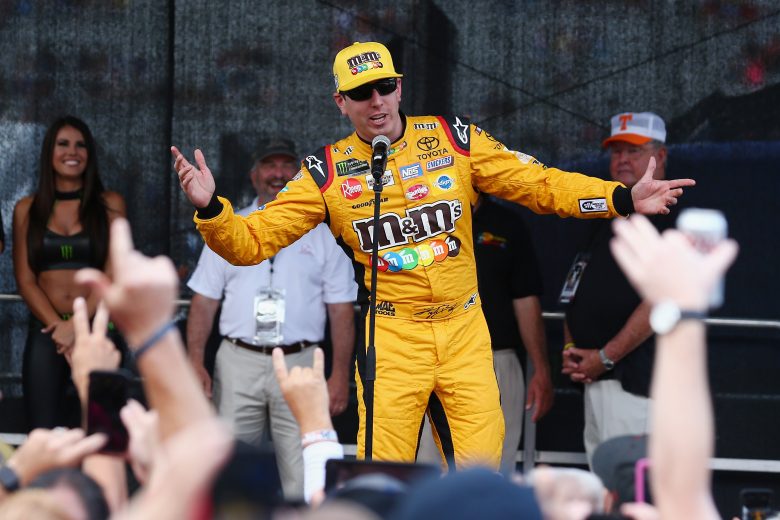 Kyle Busch during 2018 night race driver introductions at Bristol Motor Speedway.